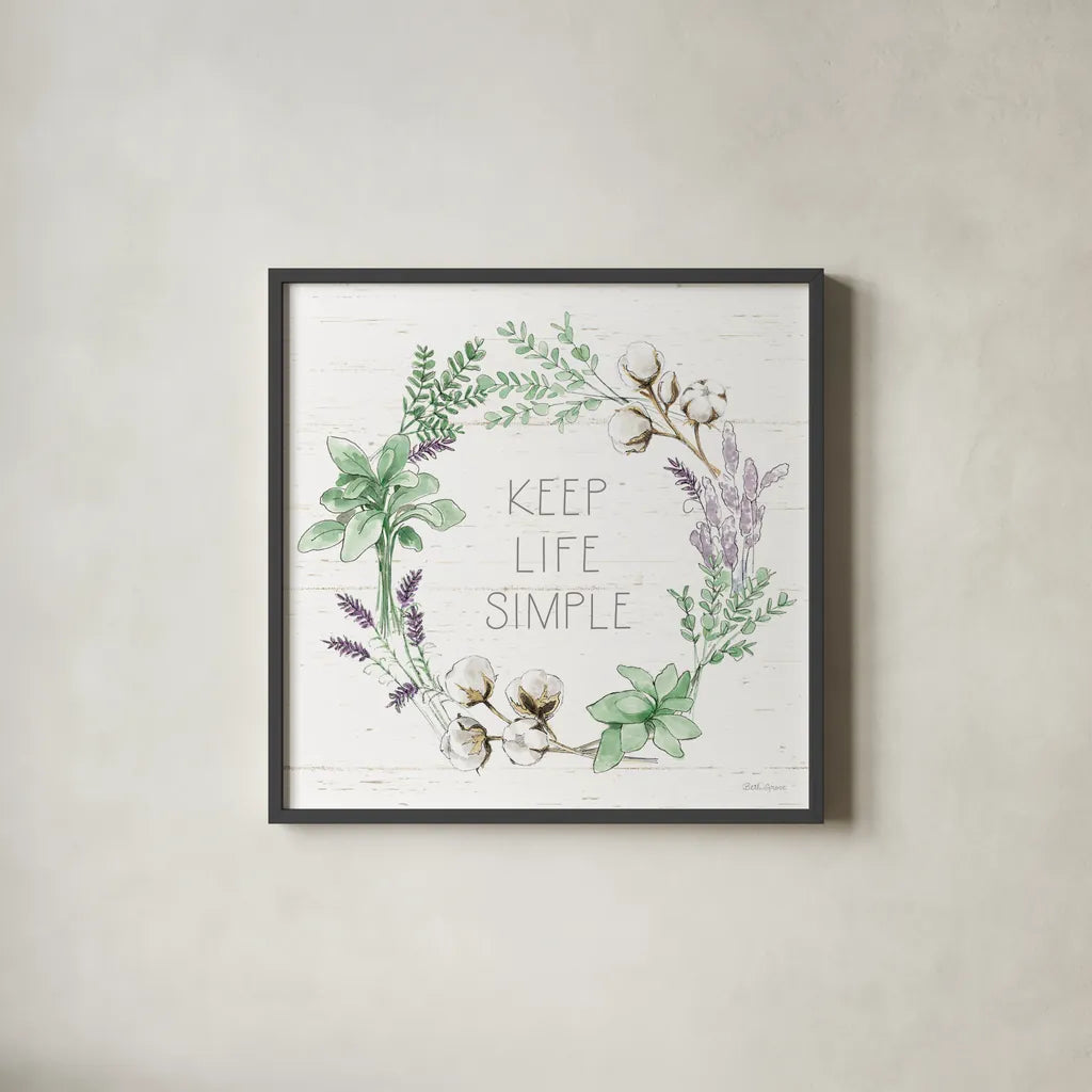 Farmhouse Cotton IX Sage by Beth Grove. Shown in a sleek black glass frame for a contemporary gallery look. Available as an archival giclee rolled canvas, fine art paper, or poster print. SKU 57456a.