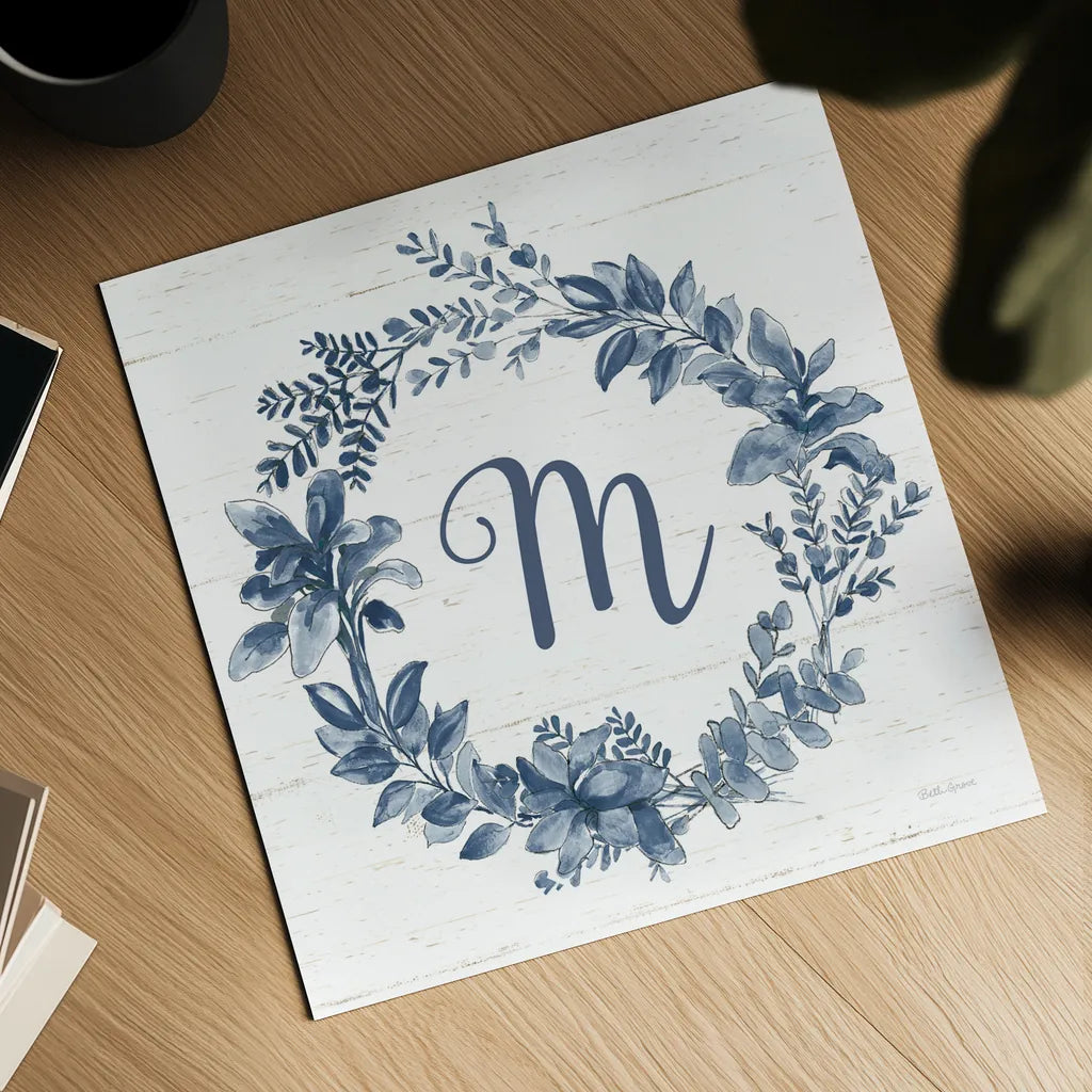 Farmhouse Cotton X v2 Navy by Beth Grove. Shown as a detailed flat fine art print, highlighting archival giclee quality. Available as an archival giclee rolled canvas, fine art paper, or poster print. SKU 54264a.