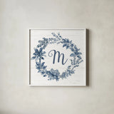 Farmhouse Cotton X v2 Navy by Beth Grove. Shown in a crisp white glass frame for a clean and minimalist style. Available as an archival giclee rolled canvas, fine art paper, or poster print. SKU 54264a.