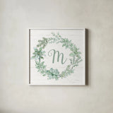 Farmhouse Cotton X v2 Sage by Beth Grove. Shown in a crisp white glass frame for a clean and minimalist style. Available as an archival giclee rolled canvas, fine art paper, or poster print. SKU 54266a.