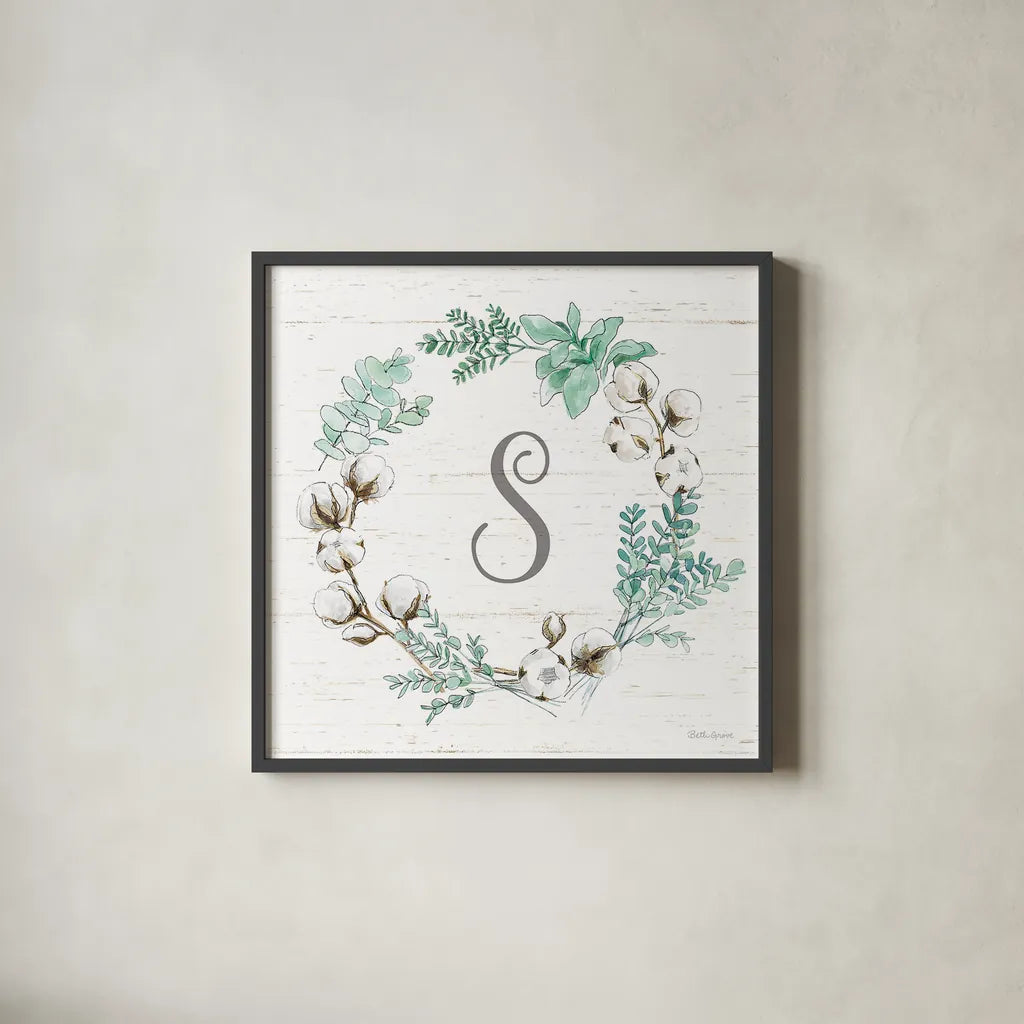 Farmhouse Cotton XI by Beth Grove. Shown in a sleek black glass frame for a contemporary gallery look. Available as an archival giclee rolled canvas, fine art paper, or poster print. SKU 51566a.