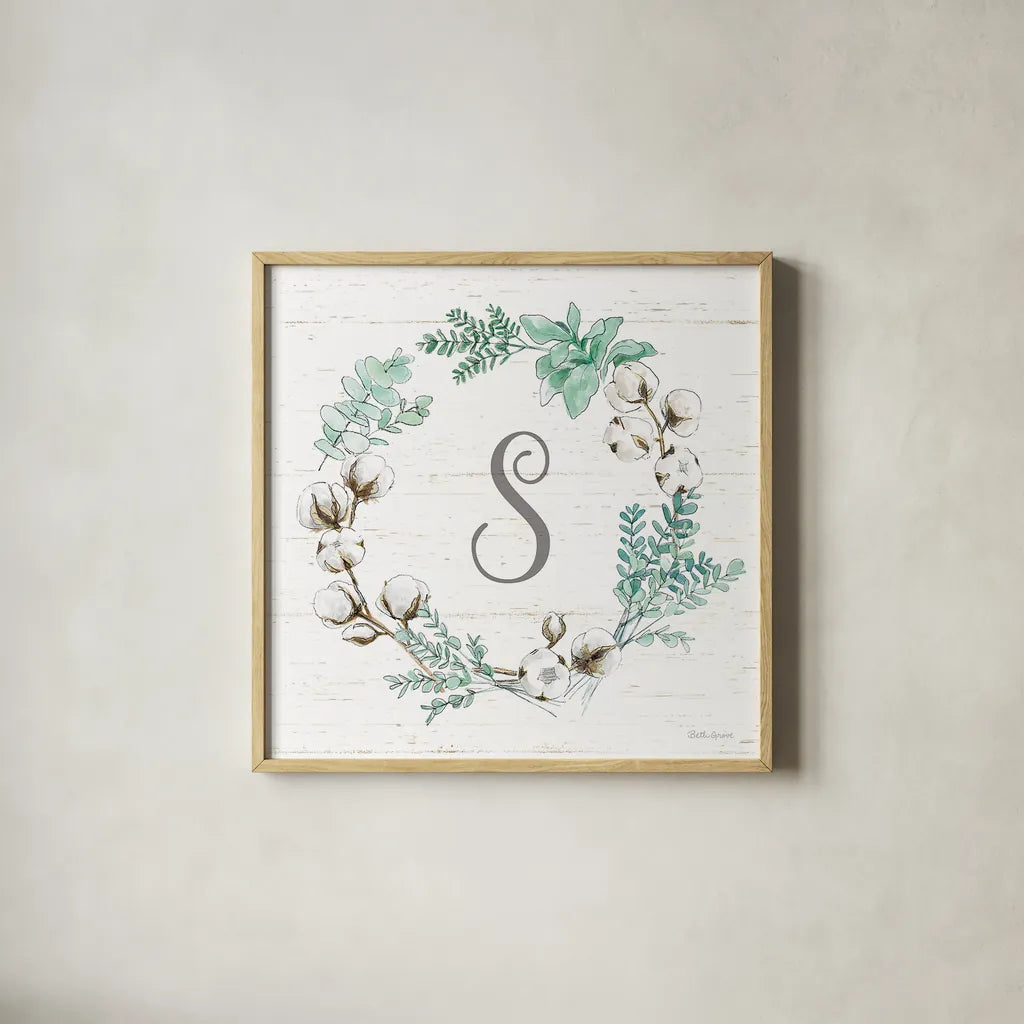 Farmhouse Cotton XI by Beth Grove. Shown in a natural wood glass frame for a timeless modern aesthetic. Available as an archival giclee rolled canvas, fine art paper, or poster print. SKU 51566a.