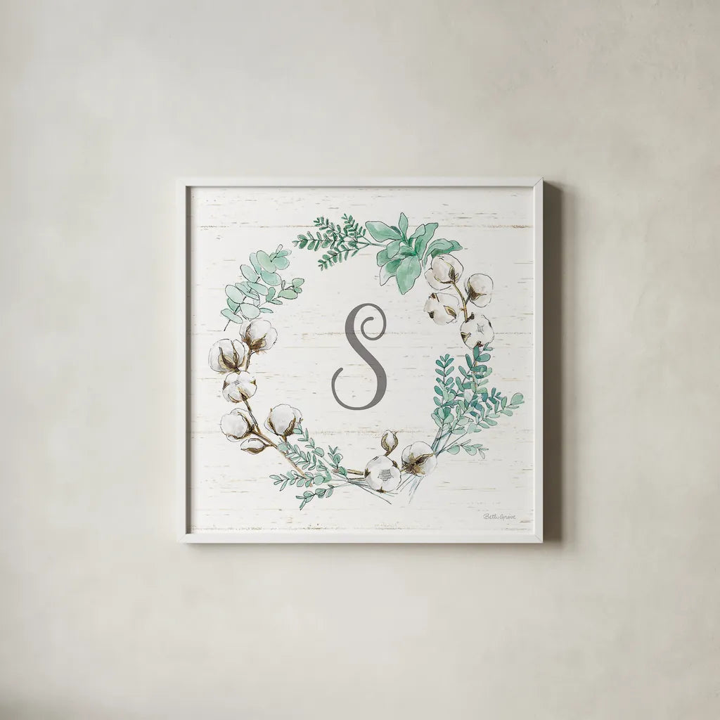 Farmhouse Cotton XI by Beth Grove. Shown in a crisp white glass frame for a clean and minimalist style. Available as an archival giclee rolled canvas, fine art paper, or poster print. SKU 51566a.