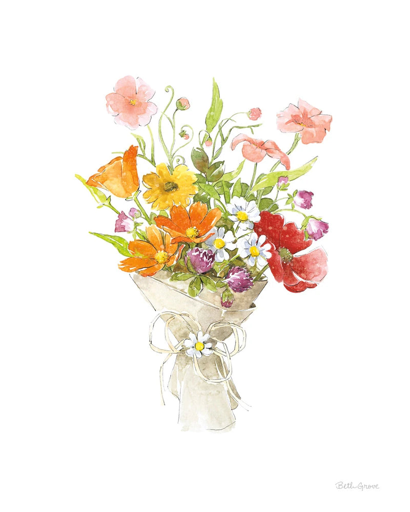 Farmhouse Floral V White by Beth Grove