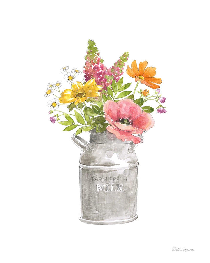 Farmhouse Floral VIII White by Beth Grove
