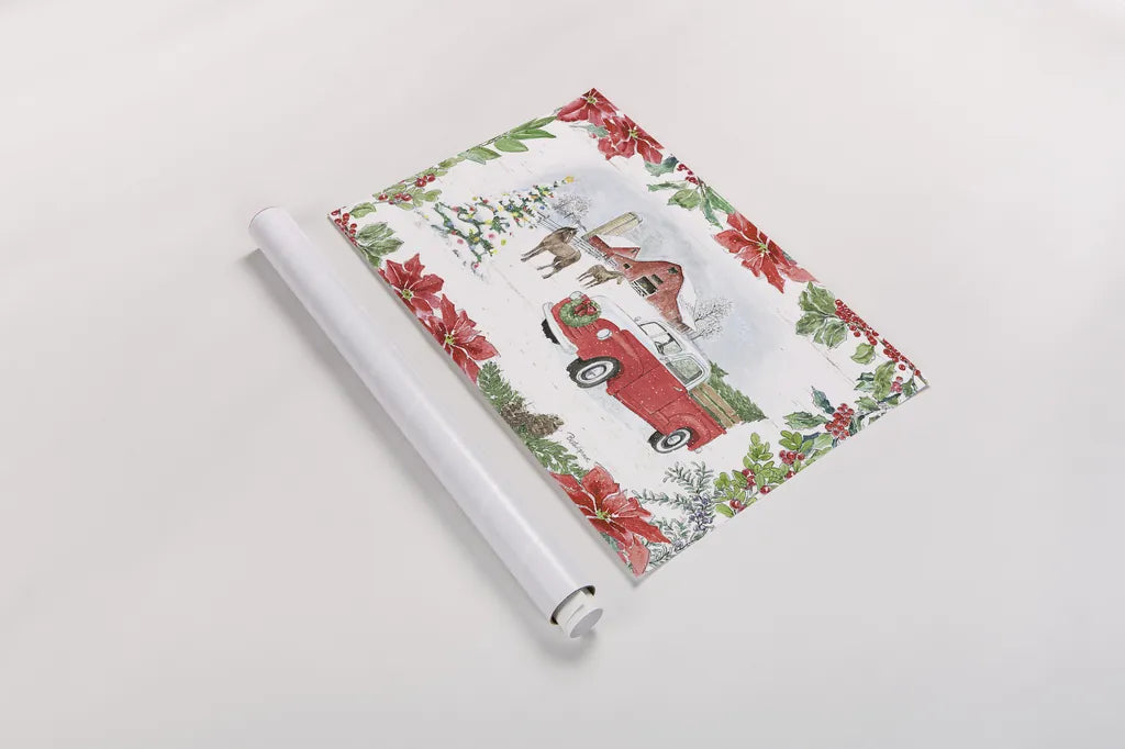 Farmhouse Holidays I by Beth Grove. shown as a rolled paper print. Available as archival giclee rolled canvas, fine art paper, or poster print. SKU 45567i.
