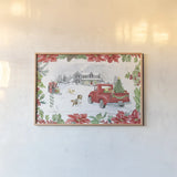 Farmhouse Holidays II by Beth Grove. shown as a paper print in a natural frame. Available as a archival giclee rolled canvas, fine art paper, or poster print. SKU 45568i.
