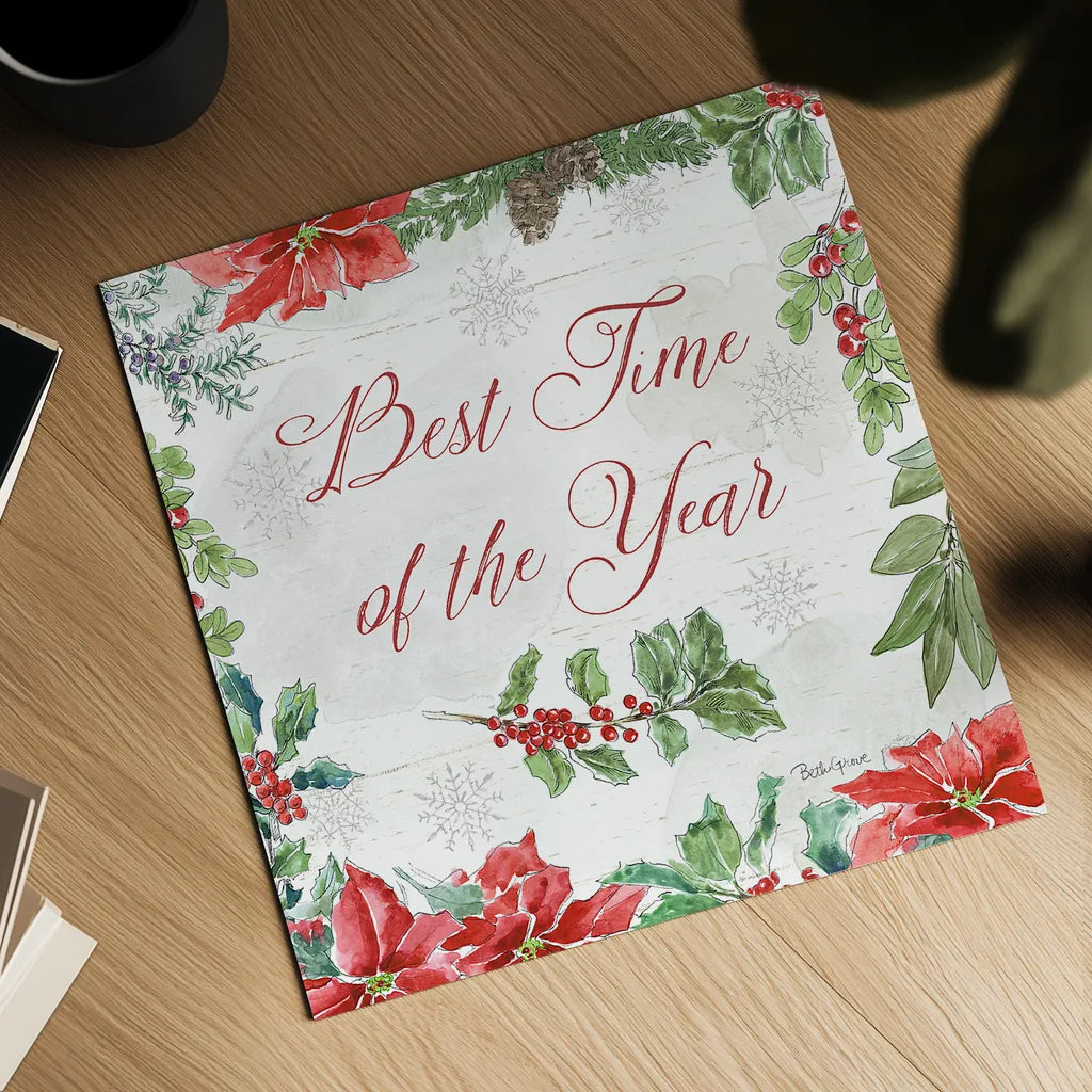 Farmhouse Holidays III by Beth Grove. Shown as a detailed flat fine art print, highlighting archival giclee quality. Available as an archival giclee rolled canvas, fine art paper, or poster print. SKU 45569a.