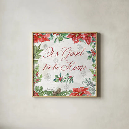 Farmhouse Holidays IV by Beth Grove. Shown in a natural wood glass frame for a timeless modern aesthetic. Available as an archival giclee rolled canvas, fine art paper, or poster print. SKU 45570a.