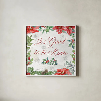 Farmhouse Holidays IV by Beth Grove. Shown in a crisp white glass frame for a clean and minimalist style. Available as an archival giclee rolled canvas, fine art paper, or poster print. SKU 45570a.