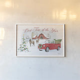Farmhouse Holidays V by Beth Grove. shown as a paper print in a white frame. Available as a archival giclee rolled canvas, fine art paper, or poster print. SKU 45571i.