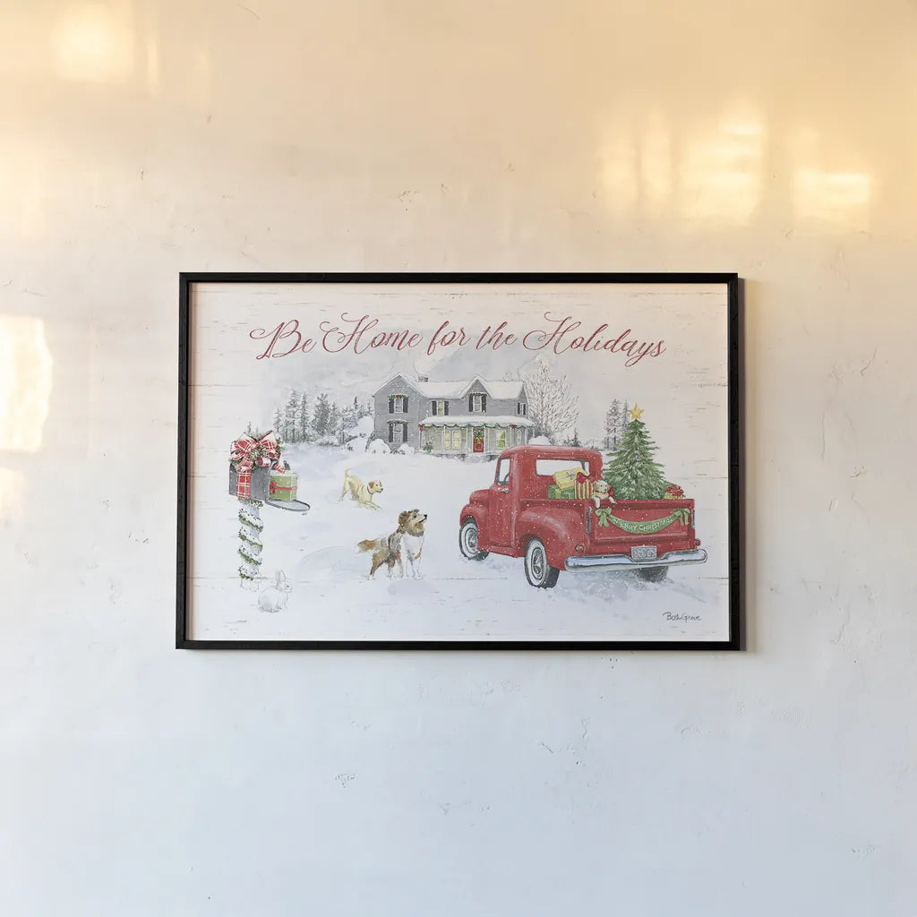 Farmhouse Holidays VI by Beth Grove. shown as a paper print in a black flame. Available as a archival giclee rolled canvas, fine art paper, or poster print. SKU 45572i.