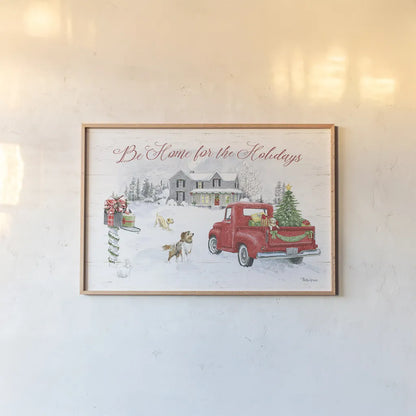 Farmhouse Holidays VI by Beth Grove. shown as a paper print in a natural frame. Available as a archival giclee rolled canvas, fine art paper, or poster print. SKU 45572i.