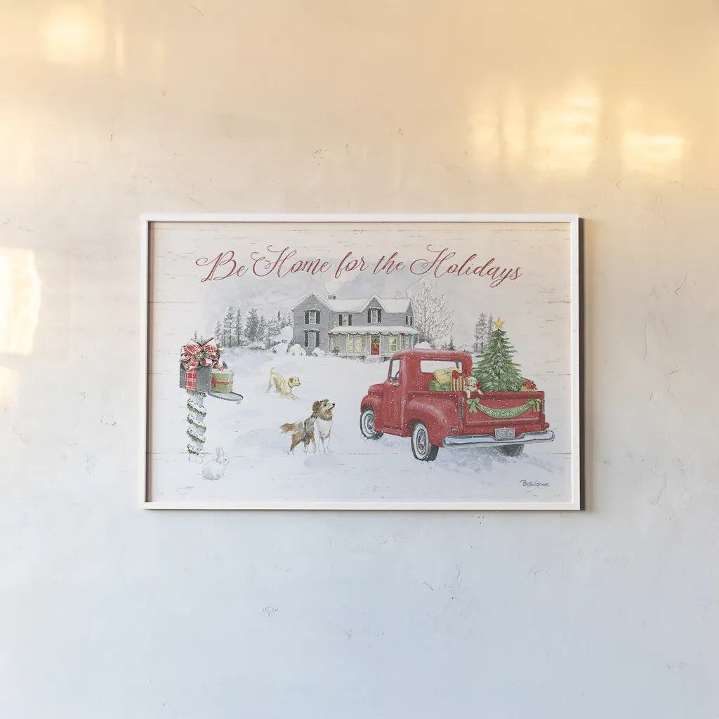 Farmhouse Holidays VI by Beth Grove. shown as a paper print in a white frame. Available as a archival giclee rolled canvas, fine art paper, or poster print. SKU 45572i.