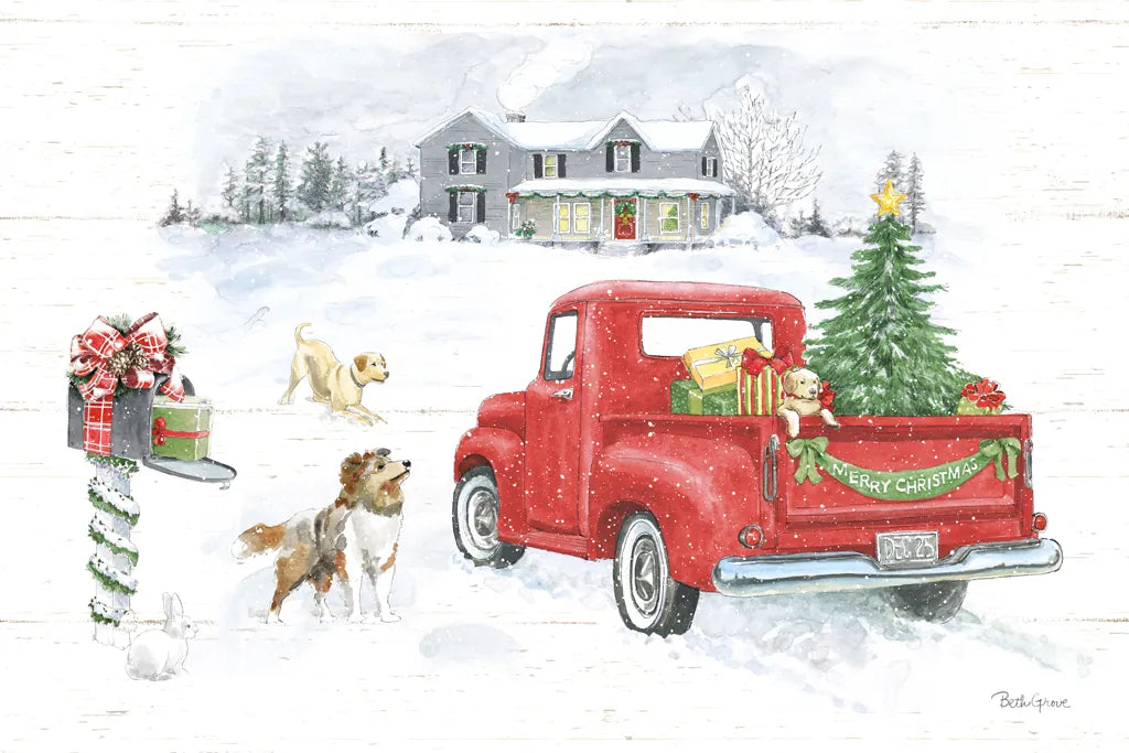 Farmhouse Holidays VI No Words by Beth Grove. SKU 66637i. Archival Giclee Fine art print for wall decor.