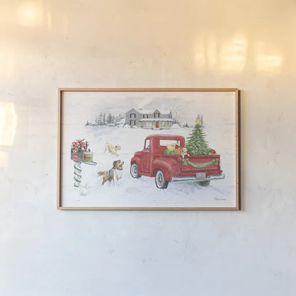 Farmhouse Holidays VI No Words by Beth Grove. shown as a paper print in a natural frame. Available as a archival giclee rolled canvas, fine art paper, or poster print. SKU 66637i.