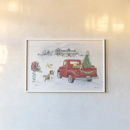 Farmhouse Holidays VI No Words by Beth Grove. shown as a paper print in a white frame. Available as a archival giclee rolled canvas, fine art paper, or poster print. SKU 66637i.