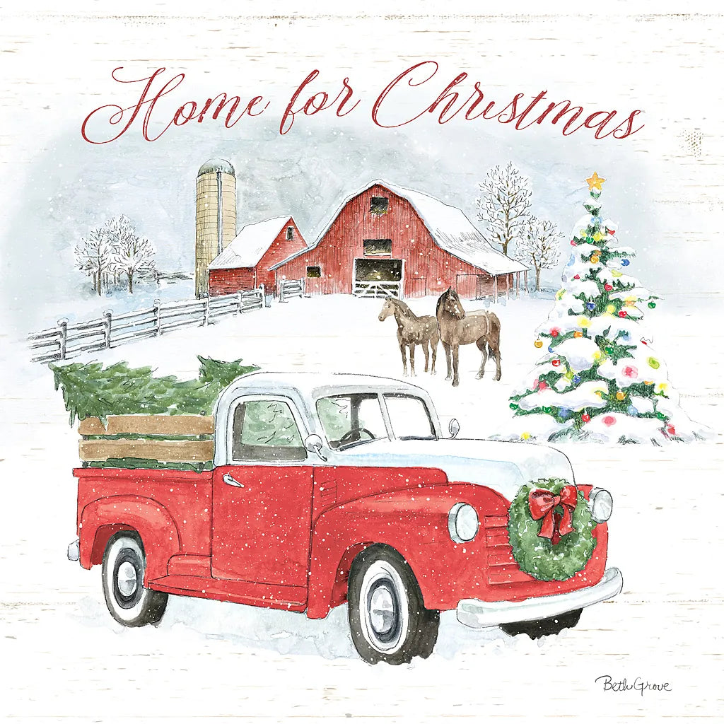 Farmhouse Holidays VII by Beth Grove. SKU 45573a. Archival Giclee Fine art print for wall decor.