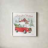 Farmhouse Holidays VII by Beth Grove. Shown in a crisp white glass frame for a clean and minimalist style. Available as an archival giclee rolled canvas, fine art paper, or poster print. SKU 45573a.