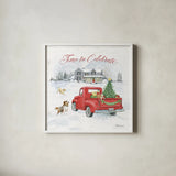 Farmhouse Holidays VIII by Beth Grove. Shown in a crisp white glass frame for a clean and minimalist style. Available as an archival giclee rolled canvas, fine art paper, or poster print. SKU 45574a.