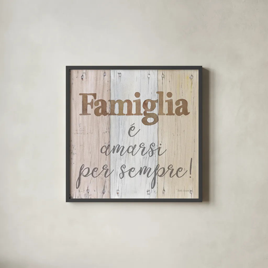 Farmhouse V Italian by Beth Grove. Shown in a sleek black glass frame for a contemporary gallery look. Available as an archival giclee rolled canvas, fine art paper, or poster print. SKU 71841a.