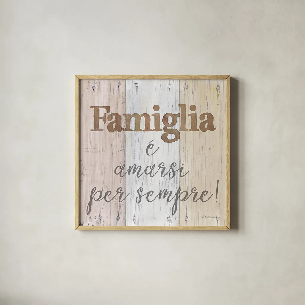 Farmhouse V Italian by Beth Grove. Shown in a natural wood glass frame for a timeless modern aesthetic. Available as an archival giclee rolled canvas, fine art paper, or poster print. SKU 71841a.