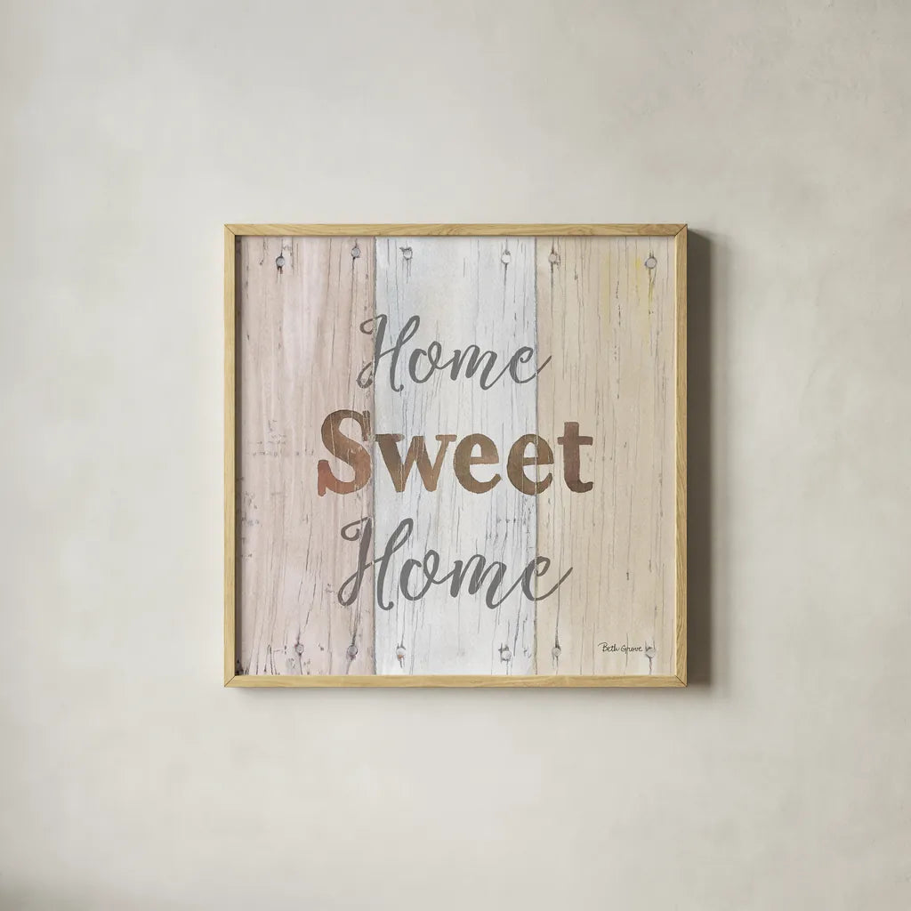 Farmhouse VI by Beth Grove. Shown in a natural wood glass frame for a timeless modern aesthetic. Available as an archival giclee rolled canvas, fine art paper, or poster print. SKU 37594a.