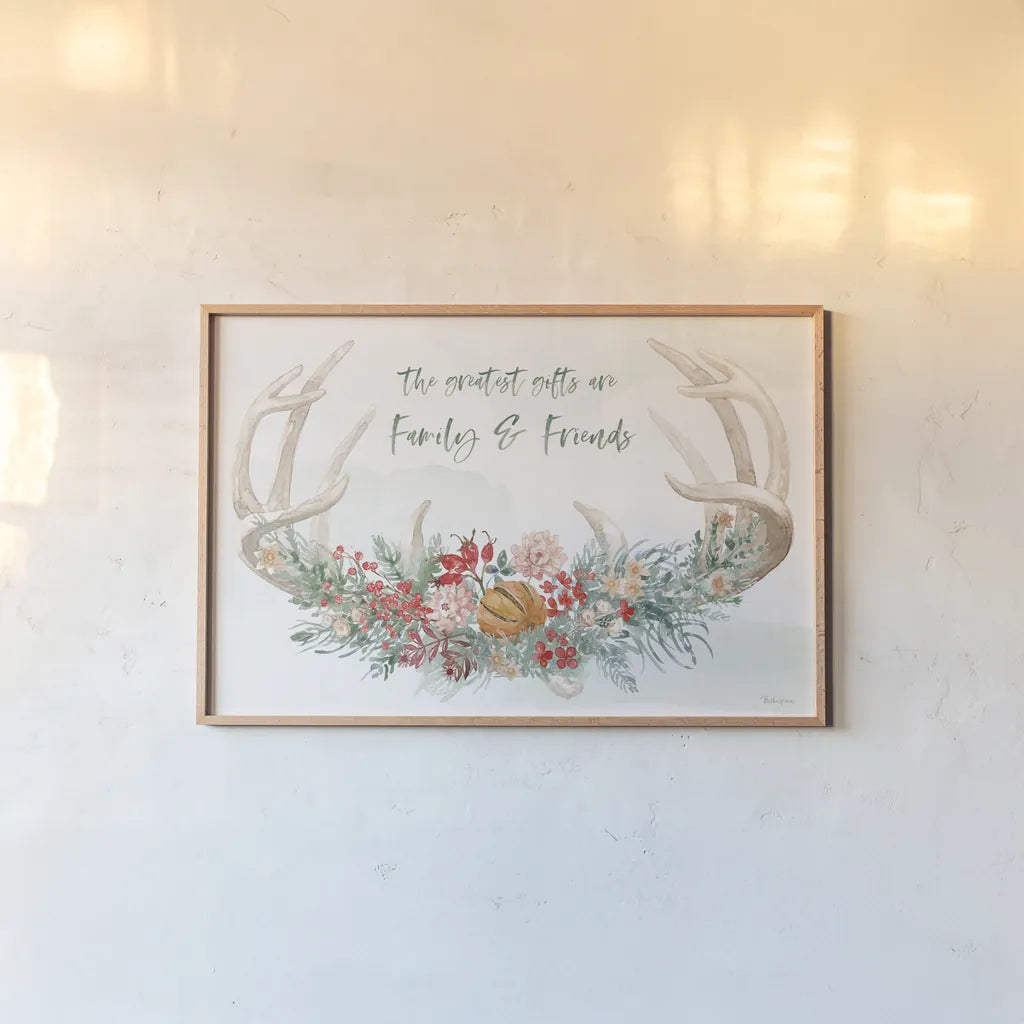 Festive Season I by Beth Grove. shown as a paper print in a natural frame. Available as a archival giclee rolled canvas, fine art paper, or poster print. SKU 72310i.