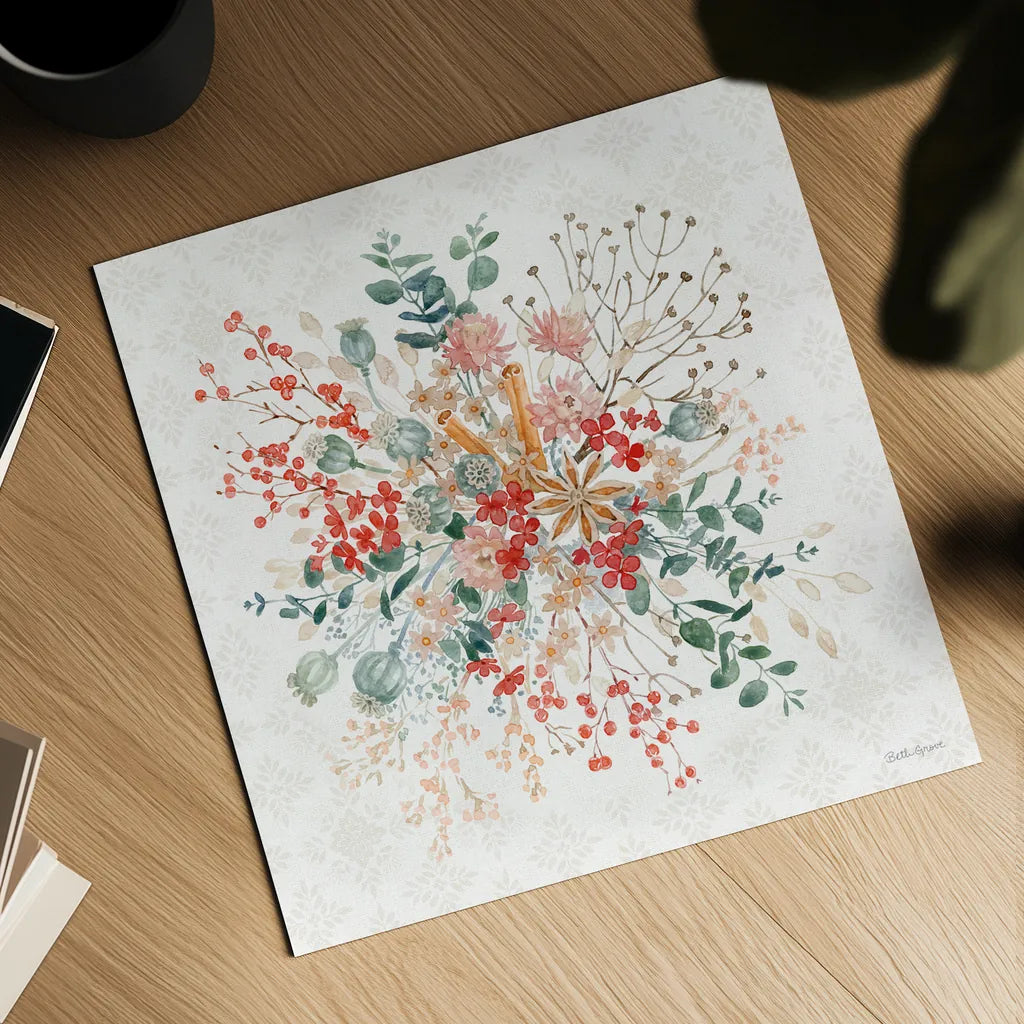 Festive Season II by Beth Grove. Shown as a detailed flat fine art print, highlighting archival giclee quality. Available as an archival giclee rolled canvas, fine art paper, or poster print. SKU 72311a.