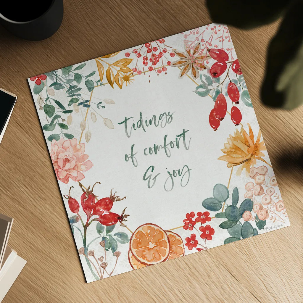 Festive Season V by Beth Grove. Shown as a detailed flat fine art print, highlighting archival giclee quality. Available as an archival giclee rolled canvas, fine art paper, or poster print. SKU 72314a.