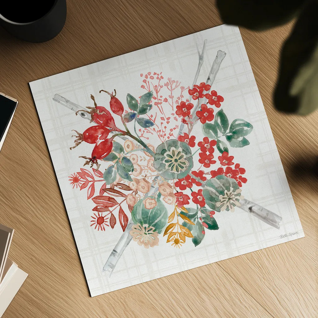Festive Season VI by Beth Grove. Shown as a detailed flat fine art print, highlighting archival giclee quality. Available as an archival giclee rolled canvas, fine art paper, or poster print. SKU 72315a.