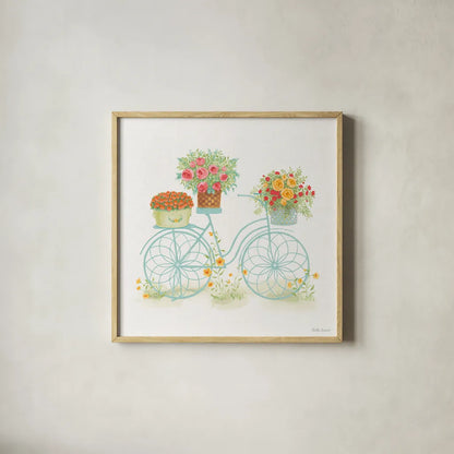 Flea Market Flowers I by Beth Grove. Shown in a natural wood glass frame for a timeless modern aesthetic. Available as an archival giclee rolled canvas, fine art paper, or poster print. SKU 98890a.