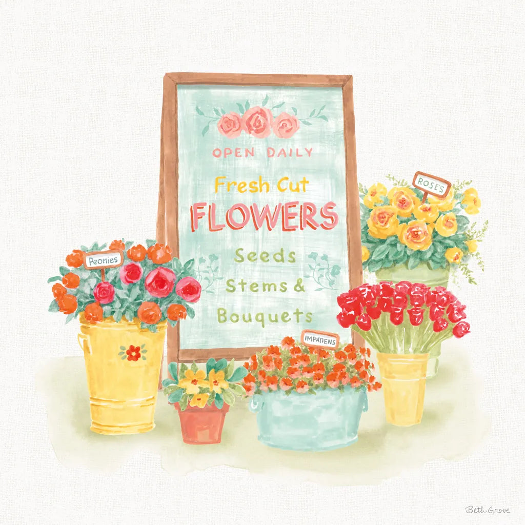 Flea Market Flowers II by Beth Grove. SKU 98891a. Archival Giclee Fine art print for wall decor.