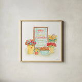 Flea Market Flowers II by Beth Grove. Shown in a natural wood glass frame for a timeless modern aesthetic. Available as an archival giclee rolled canvas, fine art paper, or poster print. SKU 98891a.