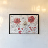 Flora Toile I by Beth Grove. shown as a paper print in a black flame. Available as a archival giclee rolled canvas, fine art paper, or poster print. SKU 92947i.
