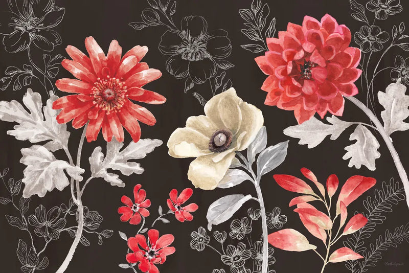 Flora Toile I Dark by Beth Grove. SKU 92948i. Archival Giclee Fine art print for wall decor.