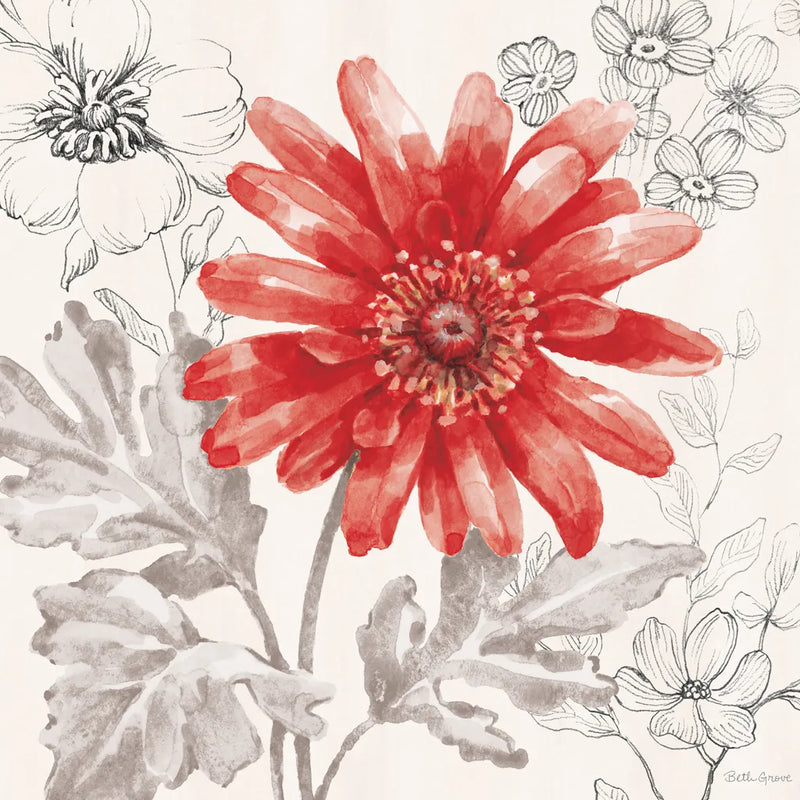 Flora Toile IV by Beth Grove. SKU 92951a. Archival Giclee Fine art print for wall decor.
