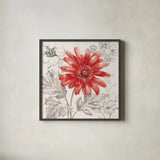 Flora Toile IV by Beth Grove. Shown in a sleek black glass frame for a contemporary gallery look. Available as an archival giclee rolled canvas, fine art paper, or poster print. SKU 92951a.