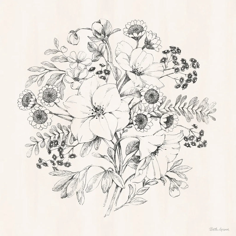 Flora Toile IX by Beth Grove. SKU 92957a. Archival Giclee Fine art print for wall decor.