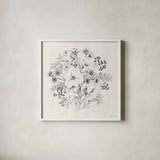 Flora Toile IX by Beth Grove. Shown in a crisp white glass frame for a clean and minimalist style. Available as an archival giclee rolled canvas, fine art paper, or poster print. SKU 92957a.