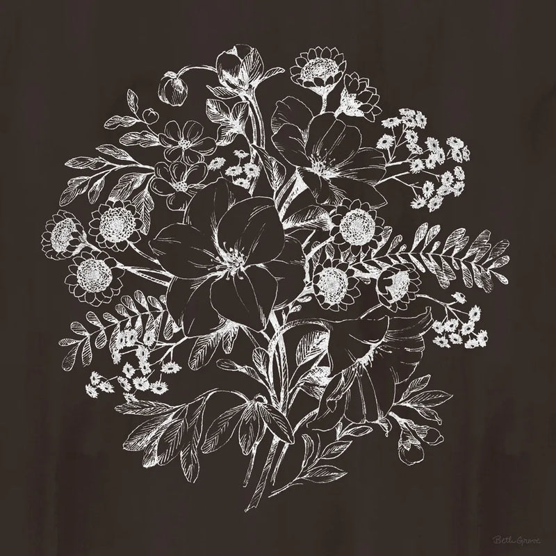 Flora Toile IX Dark by Beth Grove. SKU 92958a. Archival Giclee Fine art print for wall decor.