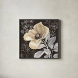 Flora Toile V by Beth Grove. Shown in a sleek black glass frame for a contemporary gallery look. Available as an archival giclee rolled canvas, fine art paper, or poster print. SKU 92952a.
