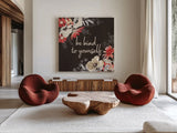 Flora Toile VI by Beth Grove. Shown as extra-large giant wall art in a modern living room. Available as an archival giclee rolled canvas, fine art paper, or poster print. SKU 92953a.
