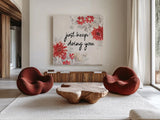 Flora Toile VII by Beth Grove. Shown as extra-large giant wall art in a modern living room. Available as an archival giclee rolled canvas, fine art paper, or poster print. SKU 92954a.