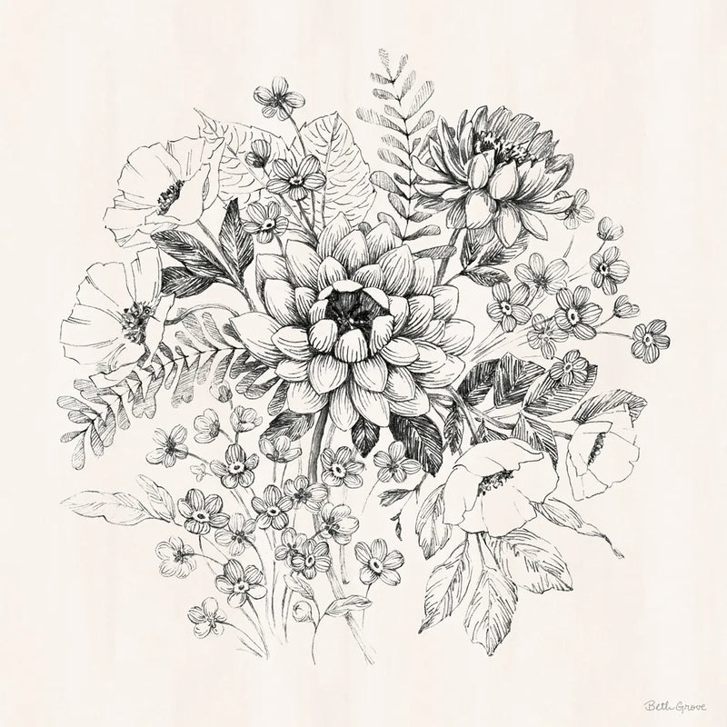 Flora Toile VIII by Beth Grove. SKU 92955a. Archival Giclee Fine art print for wall decor.