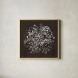 Flora Toile VIII Dark by Beth Grove. Shown in a natural wood glass frame for a timeless modern aesthetic. Available as an archival giclee rolled canvas, fine art paper, or poster print. SKU 92956a.