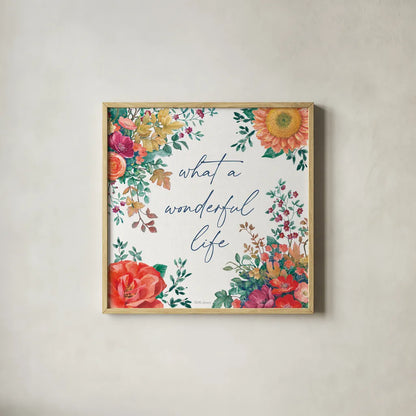 Floral Drama IV by Beth Grove. Shown in a natural wood glass frame for a timeless modern aesthetic. Available as an archival giclee rolled canvas, fine art paper, or poster print. SKU 80329a.