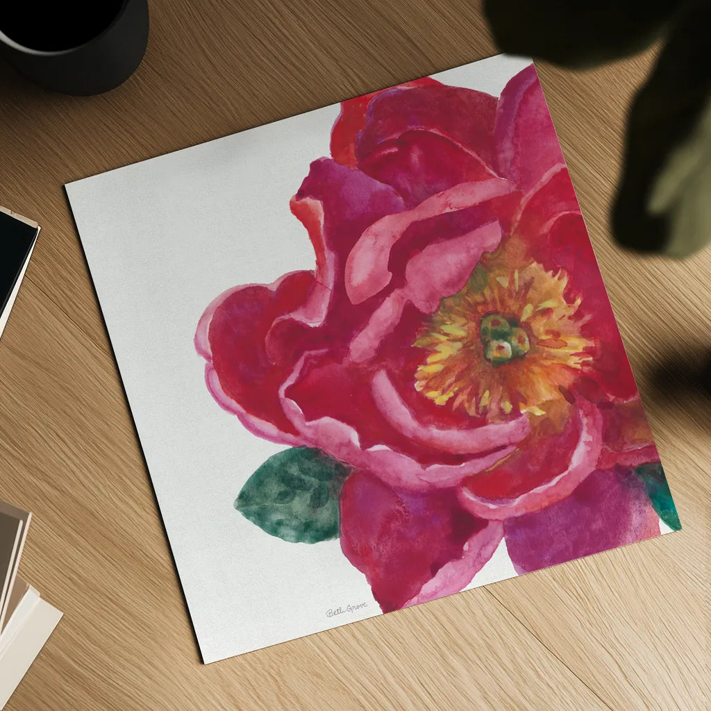 Floral Drama IX by Beth Grove. Shown as a detailed flat fine art print, highlighting archival giclee quality. Available as an archival giclee rolled canvas, fine art paper, or poster print. SKU 80334a.