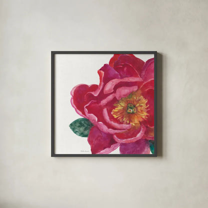 Floral Drama IX by Beth Grove. Shown in a sleek black glass frame for a contemporary gallery look. Available as an archival giclee rolled canvas, fine art paper, or poster print. SKU 80334a.