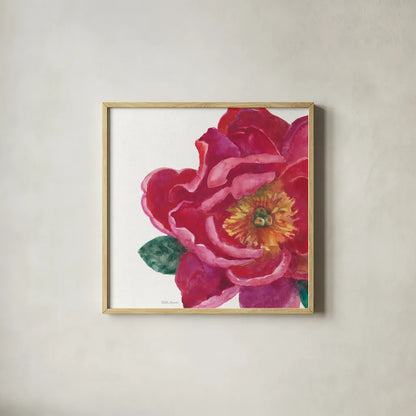 Floral Drama IX by Beth Grove. Shown in a natural wood glass frame for a timeless modern aesthetic. Available as an archival giclee rolled canvas, fine art paper, or poster print. SKU 80334a.